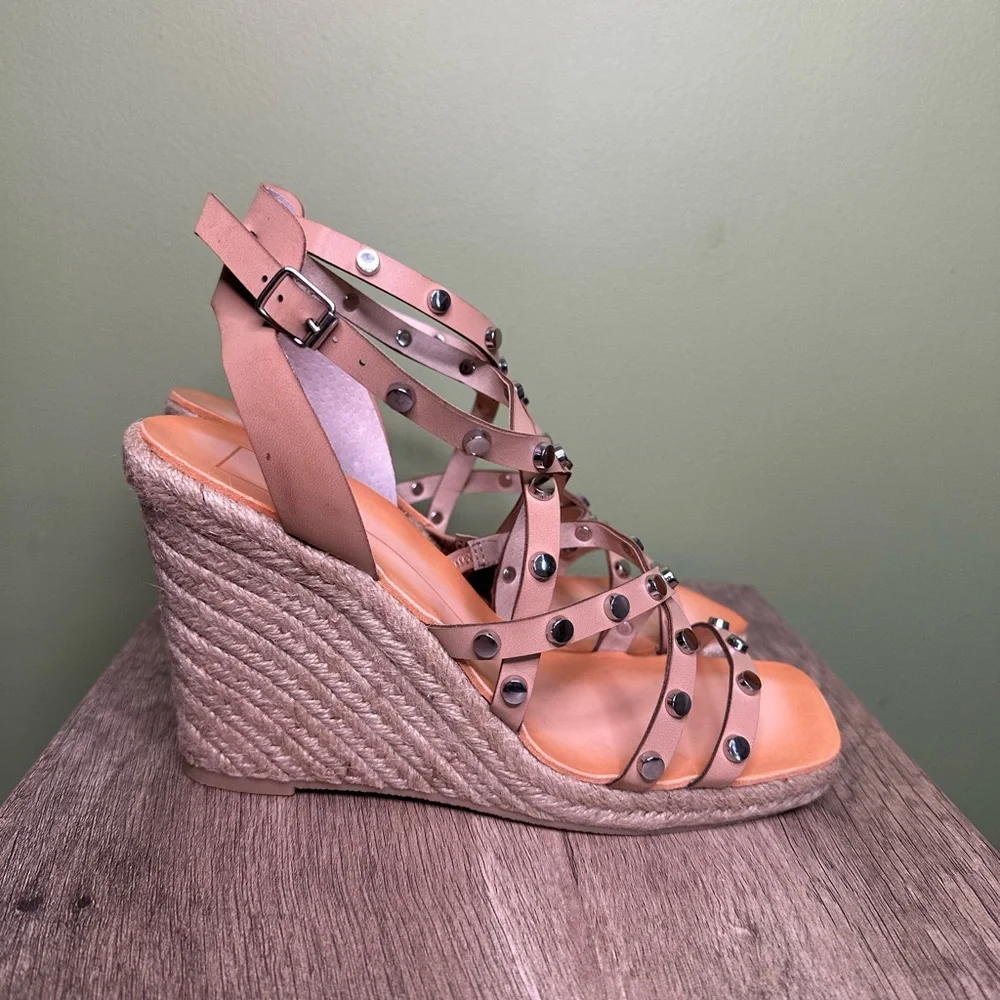 Dolce Vita Studded Espadrille Wedge Sandals Sz 9